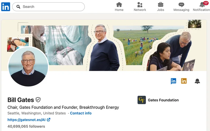 캡처한 공개 LinkedIn 프로필의 윗부분